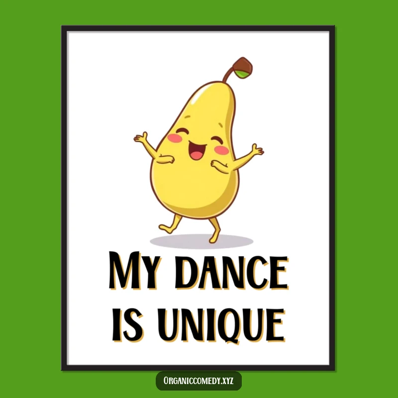 Funny Pear Dance Digital Art - Whimsical Fruit Cartoon Print Gift