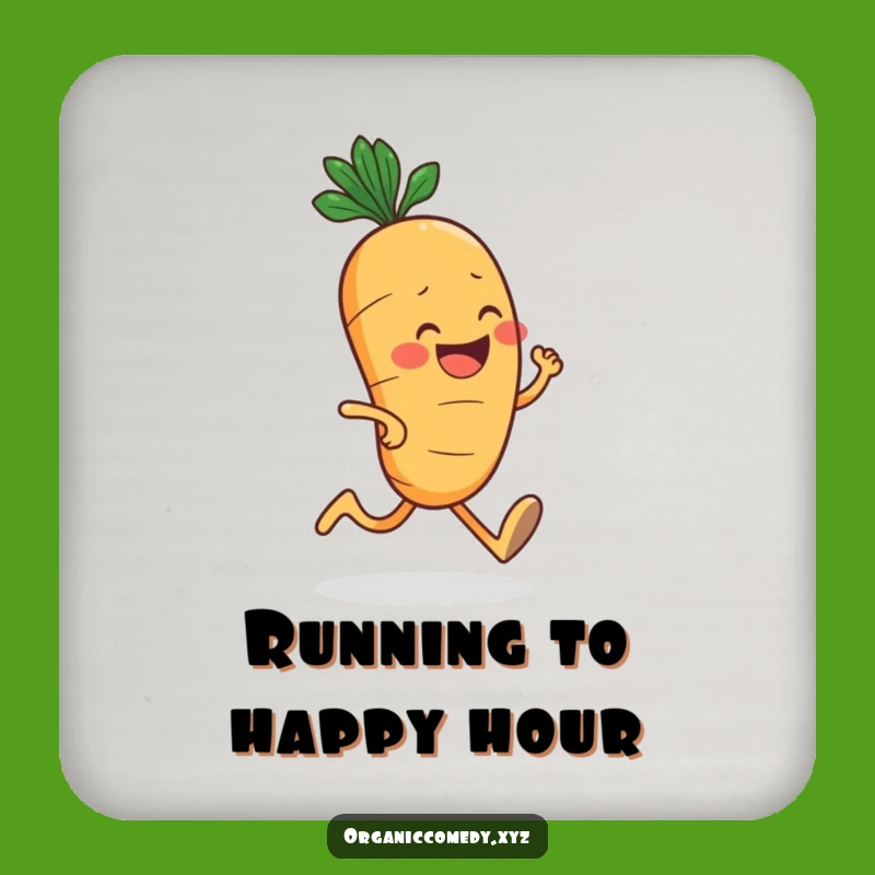 Funny Carrot Jogger Drink Coaster - Protective Veggie Cartoon Barware Gift