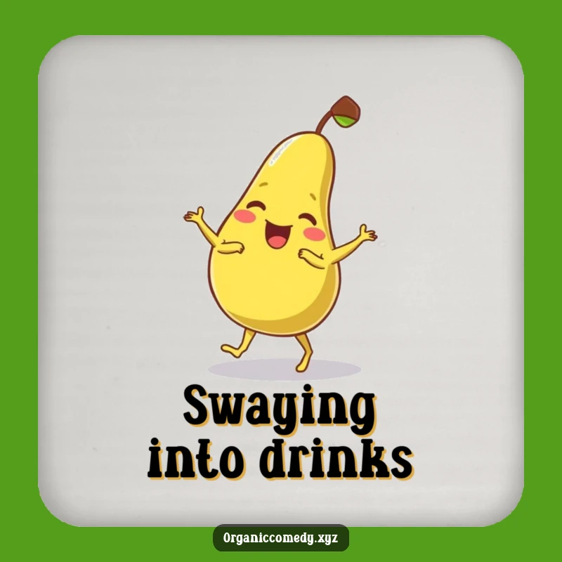 Funny Pear Dance Drink Coaster - Protective Fruit Cartoon Barware Gift