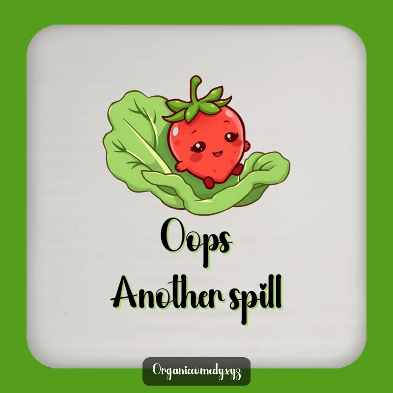 Funny Strawberry Tripping Coaster: Bashful Veggie Drink Protector