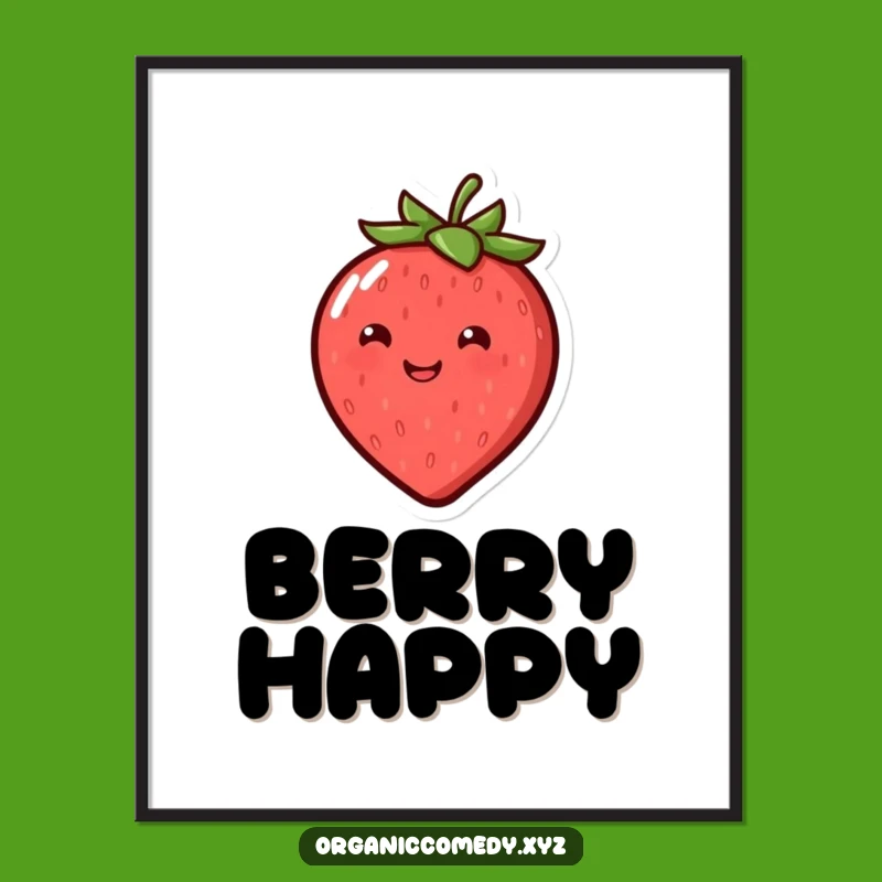 Funny Bouncing Strawberry Poster - Cheerful Wall Art for Happy Spaces