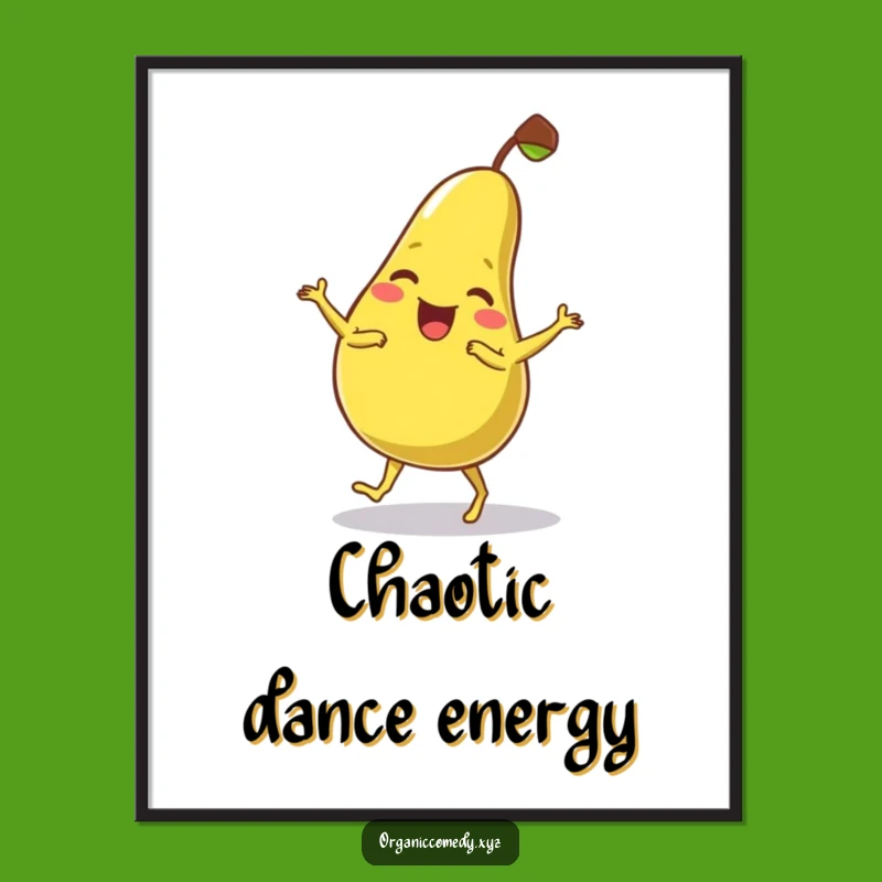 Funny Pear Dance Poster - Vibrant Fruit Cartoon Wall Art Gift