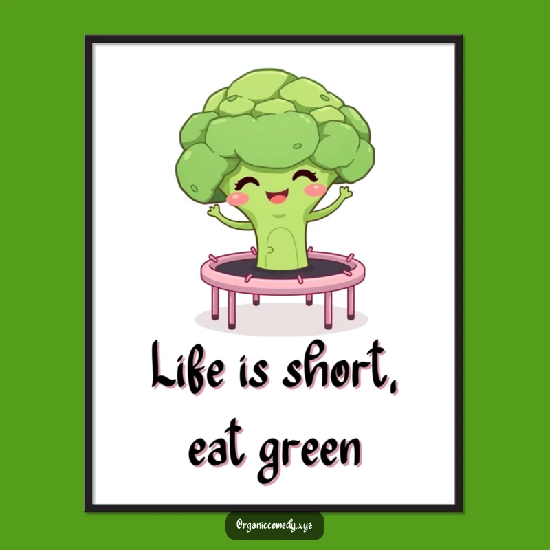 Funny Free Printable Wall Art: Bouncing Broccoli, Joyful Veggie Downloadable Art