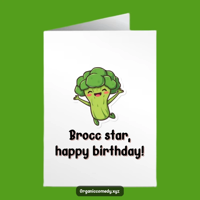 Free Printable Happy Birthday Card: Funny Broccoli Leap Downloadable Gift