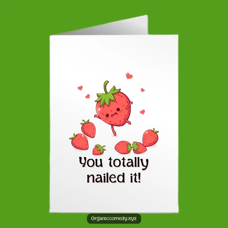 Free Printable Congratulations Card: Funny Strawberry Somersault Downloadable Gift