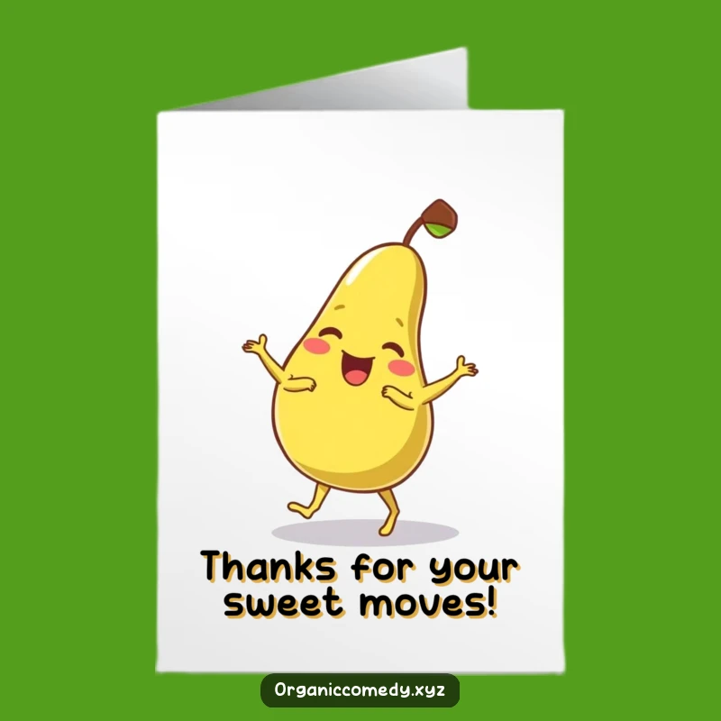 Free Printable Thank You Card: Funny Pear Dance Downloadable Gift