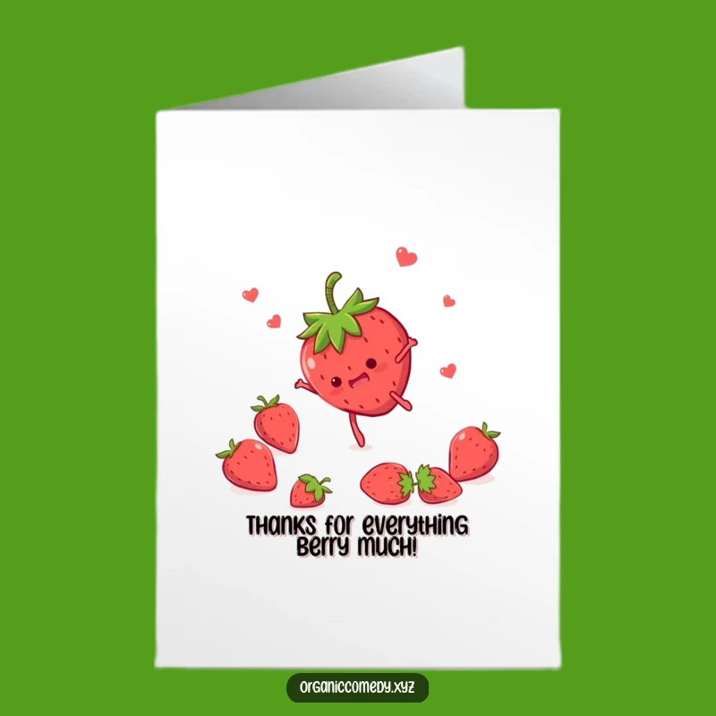 Free Printable Thank You Card: Funny Strawberry Somersault Downloadable Gift