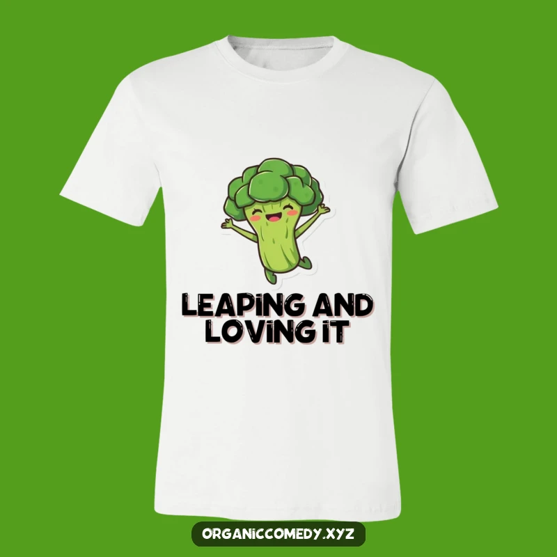 Funny Broccoli Leap T-Shirt - Comical Veggie Cartoon Apparel Gift