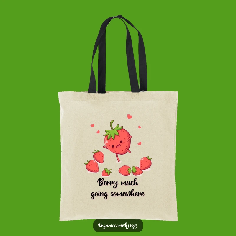 Funny Strawberry Somersault Tote Bag - Durable Cartoon Fruit Carryall Gift