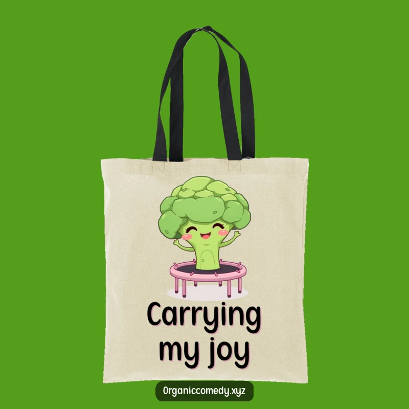 Funny Broccoli Bouncing Tote Bag: Giggling Veggie Carry-All